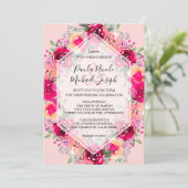 Crème rose Aquarelle Floral Mariages Invitations (Debout devant)