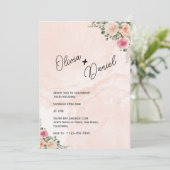 Crème rose Floral Rustique Faire-part de mariage (Debout devant)