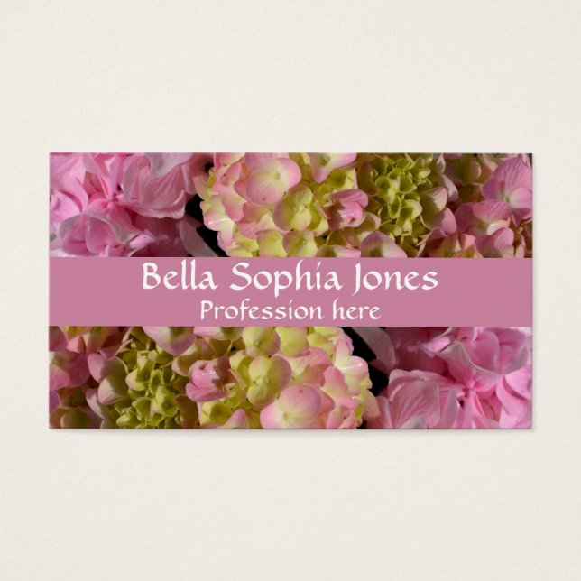 Crème rose Hydrangeas jaune rose vert floral (Devant)