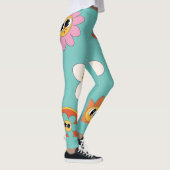 crème rose illustration leggings de fleurs rétro (Droite)