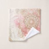 Crème Rose Marron Mandala Bohème Chic Mode (Gant de toilette)