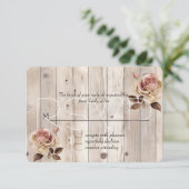 Crème rose Roses Crème Blanc Bois Mariage RSVP (Debout devant)