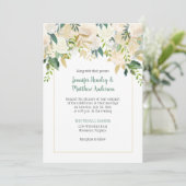 Crème Roses Blanches Faire-part de mariage Cascade (Debout devant)