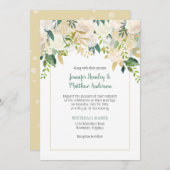 Crème Roses Blanches Faire-part de mariage Cascade (Devant / Derrière)