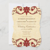 Crème Rouge Fissures Vintage Mariage Invitation (Devant)