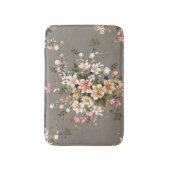 Crème, roze bloemen op grijs. badmat (Voorkant Verticaal)