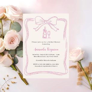 Crème roze handgetekende boog prosecco Vrijgezelle Kaart
