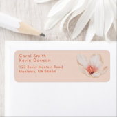 Crème roze met oranje tekst retouradres etiket (Insitu)