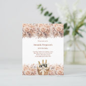 Crème rozen bloemen boho verjaardagsuitnodiging (Staand voorkant)