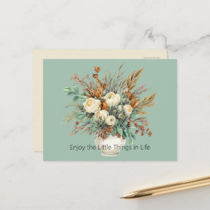 Crème Rozen Geniet van Kleine Dingen Bloemstuk Briefkaart