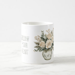 Crème Rozen in Vaas Bloemstuk Koffiemok