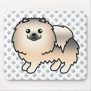 Crème Sable Pomeranian Cartoon Hond & Pooten Muismat