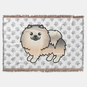 Crème Sable Pomeranian Lieve Cartoon Hond & Pootje Deken