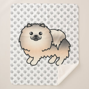 Crème Sable Pomeranian Lieve Cartoon Hond & Pootje Sherpa Deken