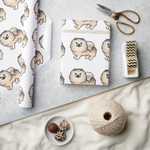 Crème Sable Pomeranian Mooie Cartoon Hond Patroon Cadeaupapier