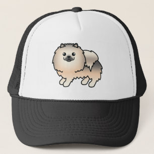 Crème Sable Pomeranian Toy Hond Illustratie Trucker Pet