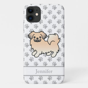 Crème Sable Tibetaanse Spaniel Cartoon Hond & Naam iPhone 11 Hoesje