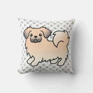 Crème Sable Tibetaanse Spaniel Cartoon Hond & Poot Kussen