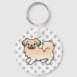 Crème Sable Tibetaanse Spaniel Lieve Cartoon Hond Sleutelhanger
