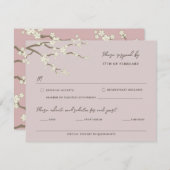 Crème Sakura Bloemen Kersenbloesem Roze Bruiloft RSVP Kaartje (Voorkant / Achterkant)