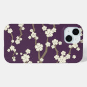 Crème Sakura Oosterse kersenbloesems op Paarse Case-Mate iPhone Case (Achterkant (horizontaal))