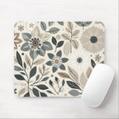 Crème & Salie Groen Vet Modern Bloemen Patroon Muismat (Met muis)