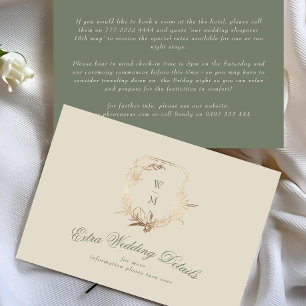 Crème & Salie Monogram Goud Onze huwelijksdetail Informatiekaartje