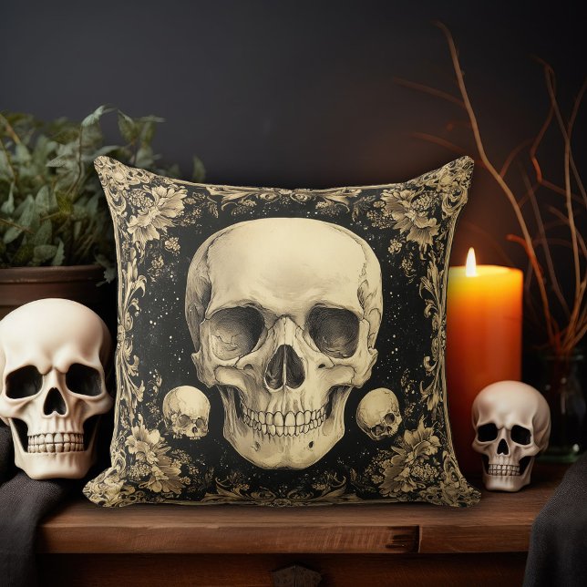 Crème Schedel Design Kussen (Creator heeft geüpload)