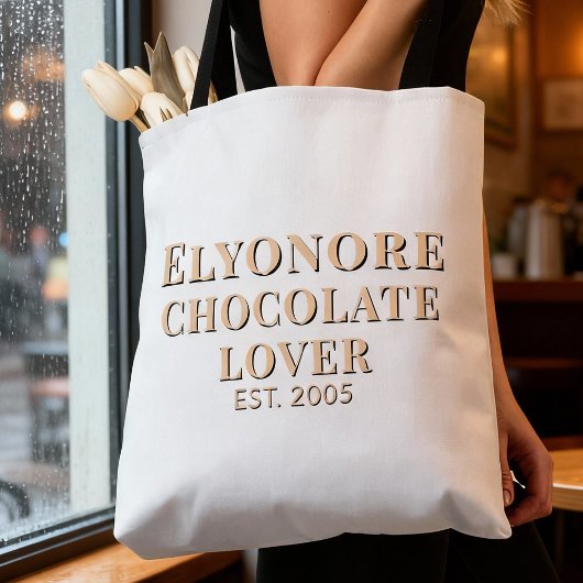 Crème Script Naam Gevestigde Chocolade Liefhebber Draagtas