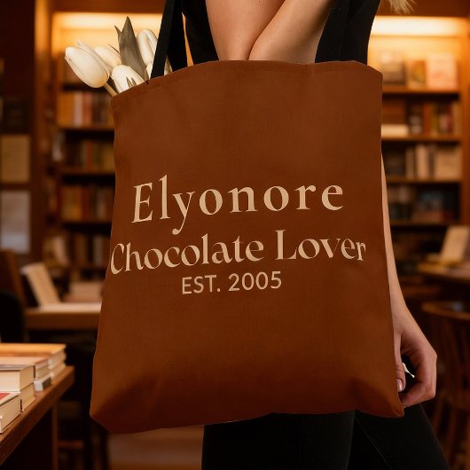 Crème Script Naam Vaste Chocolade Liefhebber Draagtas