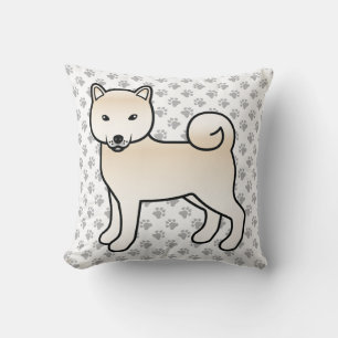 Crème Shiba Inu Cartoon Hond & Pootjes Kussen
