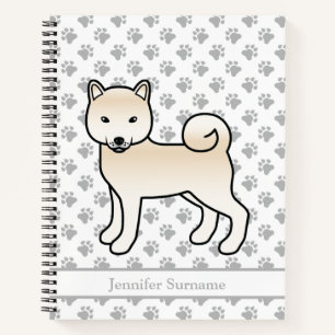 Crème Shiba Inu Schattige Cartoon Hond & Aangepast Notitieboek