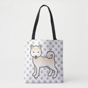 Crème Shiba Inu Schattige Cartoon Hond & Pootjes Draagtas
