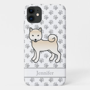 Crème Shiba Inu Schattige Cartoonhond & Naam iPhone 11 Hoesje