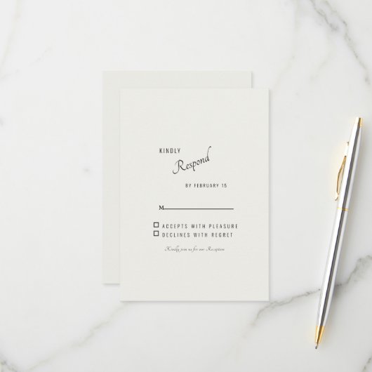 Crème Simple Mariage moderne RSVP (Devant/Arrière en situation)
