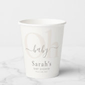 Crème Simple Modern Oh Baby Shower Feestje Papieren Bekers (Voorkant)