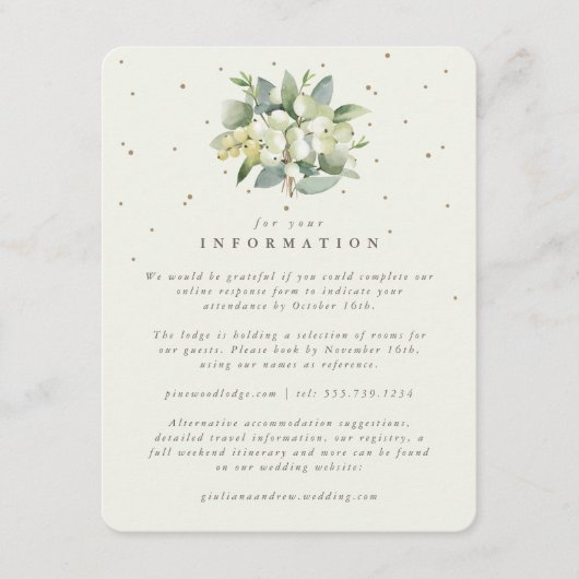 Crème Sneeuwbes+Eucalyptus Boeket Trouw Informatie Informatiekaartje (Voorkant)
