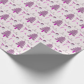 Crème Sneeuwmannen en Paarse Bomen Kerstmis Cadeaupapier (Hoek)