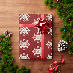 Crème Sneeuwvlok Rood Kerstmis Cadeaupapier
