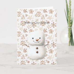 Crème Sneeuwvlokken Cute Sneeuwman Kerstmis Kaart