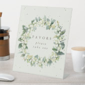 Crème Snowberry + Eucalyptus Bruiloft gunsten tafe Reclamebord Met Voetstuk (Insitu)