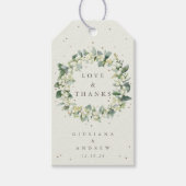 Crème Snowberry + Eucalyptus Bruiloft Liefde & Bed Cadeaulabel (Voorkant)