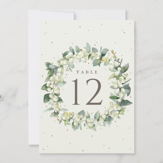 Crème Snowberry+Eucalyptus Mariage Numéro de table (Devant)