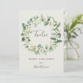 Crème Snowberry+Eucalyptus Table Number Kaart (Staand voorkant)