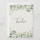 Crème Snowberry+Eucalyptus Table Number Kaart (Achterkant)