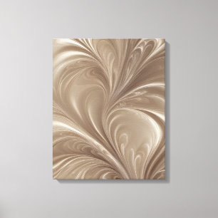 Crème Swirl - Zachte Beige Abstracte Stromende Ont Canvas Afdruk