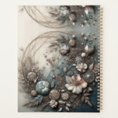 Crème Teal 3D Sculpturale Botanische Bloemstuk  Planner (Achterkant)