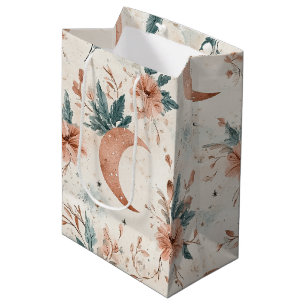 Crème Terracotta Halve Maan Bloemmotief Hemels Medium Cadeauzakje