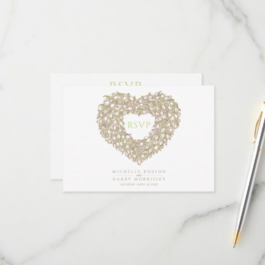 Crème tulip-maaltijd, optie bruiloft RSVP kaartje (Voorkant / Achterkant in situ)