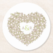 Crème tulp met inkt tekenmonogram bruiloft ronde kartonnen onderzetter (Voorkant)